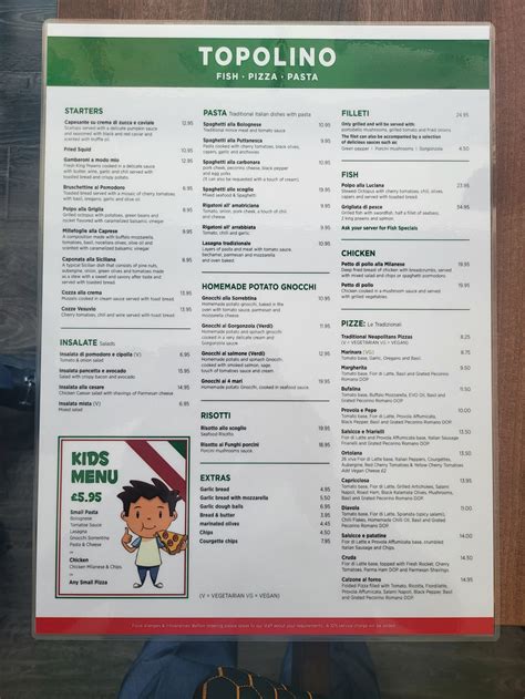 topolino's menu